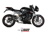 MIVV T.019 TRIUMPH STREET TRIPLE 660 S / 765 R / RS ( 2017 / 22 ) Slip On Exhaust "X-M5" (black; not approved) – Accessories in the 2WheelsHero Motorcycle Aftermarket Accessories and Parts Online Shop