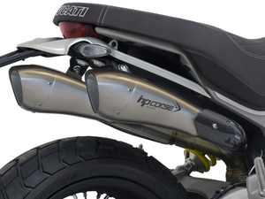 HP CORSE Ducati Scrambler 1100 Dual Slip-on Exhaust "Hydroform Short Satin" (racing)