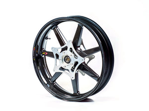 BST BMW K1300S / K1300R Carbon Wheel "Panther TEK" (front, 7 straight spokes, silver hubs)