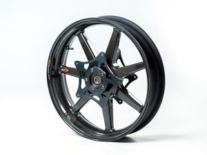 BST BMW K1200S / K1200R Carbon Wheel "Panther TEK" (front, 7 straight spokes, black hubs)