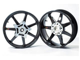 BST BMW K1200S / K1200R Carbon Wheels Set "Panther TEK" (front & conventional rear, 7 straight spokes, silver hubs)
