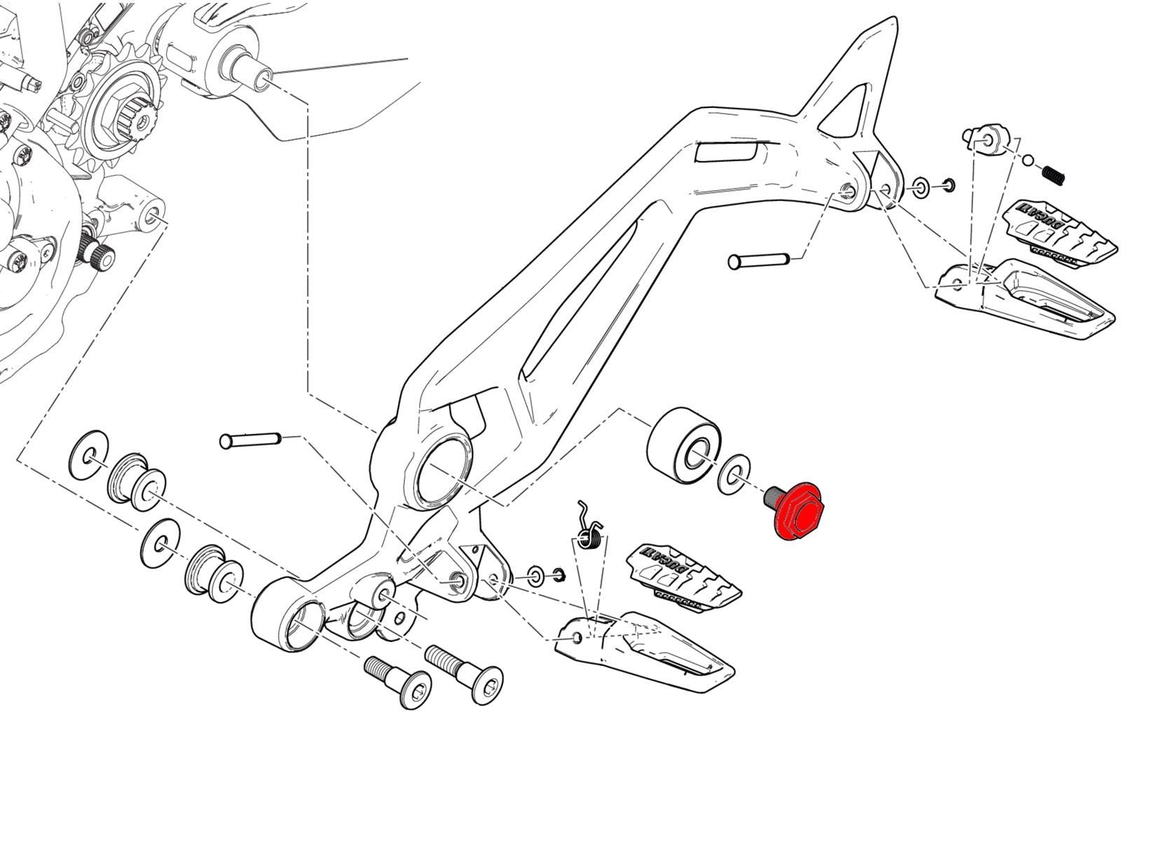 CNC RACING Ducati Monster 950 (2021+) OEM Rearset Central Bolts