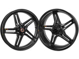 BST MV Agusta Turismo Veloce Carbon Wheels Set "Rapid TEK" (front & offset rear, 5 slanted spokes, black hubs)