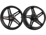 BST MV Agusta Turismo Veloce Carbon Wheels Set "Rapid TEK" (front & offset rear, 5 slanted spokes, black hubs)
