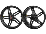 BST Ducati Monster 821 Carbon Wheels Set "Rapid TEK" (front & offset rear, 5 slanted spokes, black hubs)