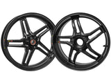 BST Suzuki GSX-R1000 / 1000R Carbon Wheels Set "Rapid TEK" (front & conventional rear, 5 slanted spokes, black hubs)