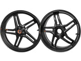 BST Suzuki GSX-R1000 / 1000R Carbon Wheels Set "Rapid TEK" (front & conventional rear, 5 slanted spokes, black hubs)