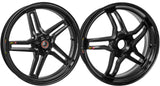 BST Ducati Panigale 899 / 959 Carbon Wheels Set "Rapid TEK" (front & conventional rear, 5 slanted spokes, black hubs)