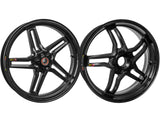 BST Aprilia RSV4 Carbon Wheels Set "Rapid TEK" (front & conventional rear, 5 slanted spokes, black hubs)