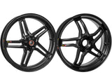 BST Yamaha YZF-R6 Carbon Wheels Set "Rapid TEK" (front & conventional rear, 5 slanted spokes, black hubs)