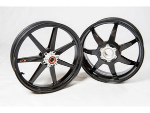 BST BMW S1000R / S1000RR Carbon Wheels "Mamba TEK" (front & offset rear, 7 straight spokes, silver hubs)