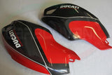 CARBONVANI Ducati Monster 696/796/1100 Carbon Side Tank Panels Kit "Black/Red"