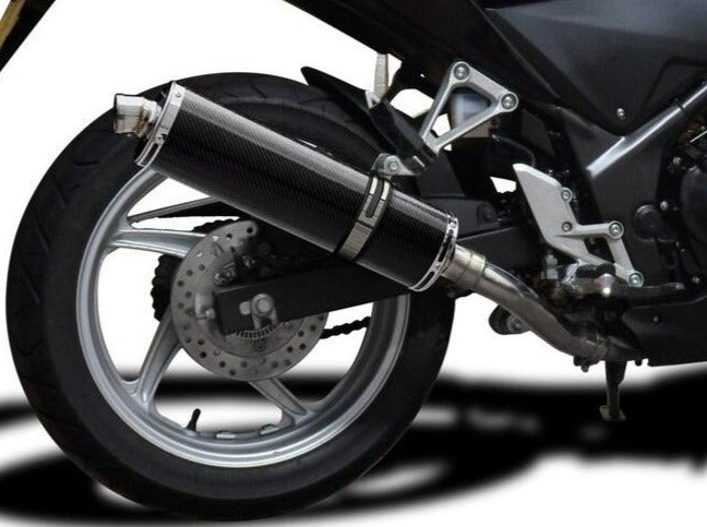 DELKEVIC Honda CBR250R Full Exhaust System with Stubby 18' Carbon Silencer
